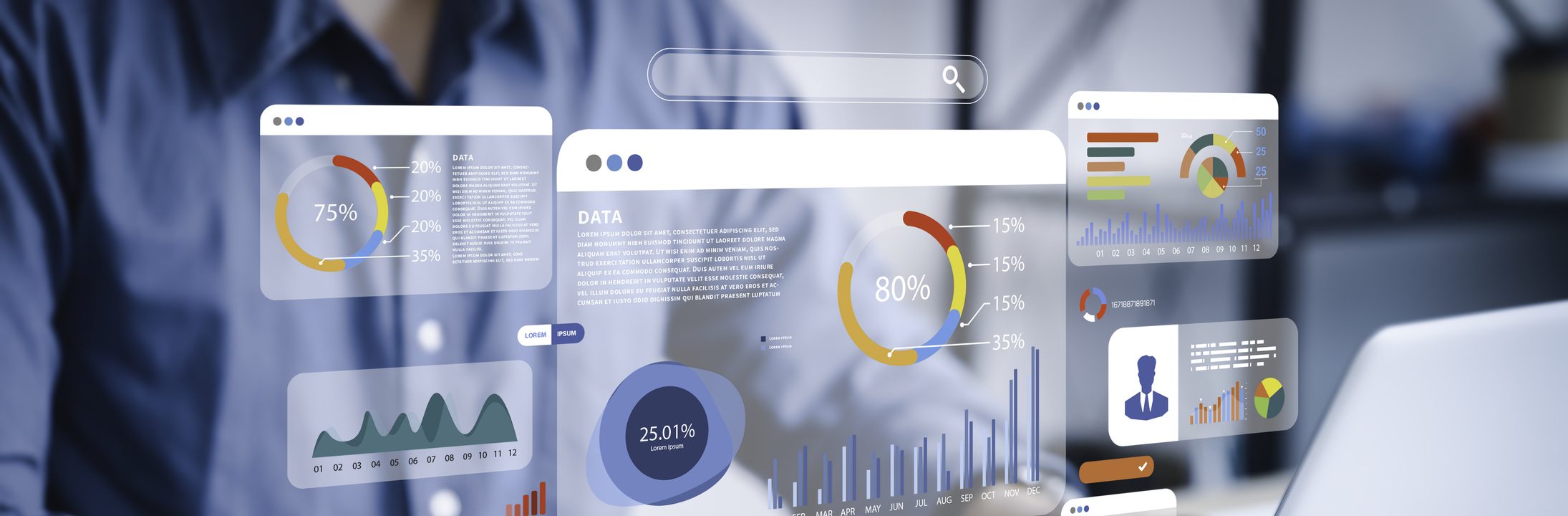 An ERP consultant uses a computer and dashboard for business Data Management