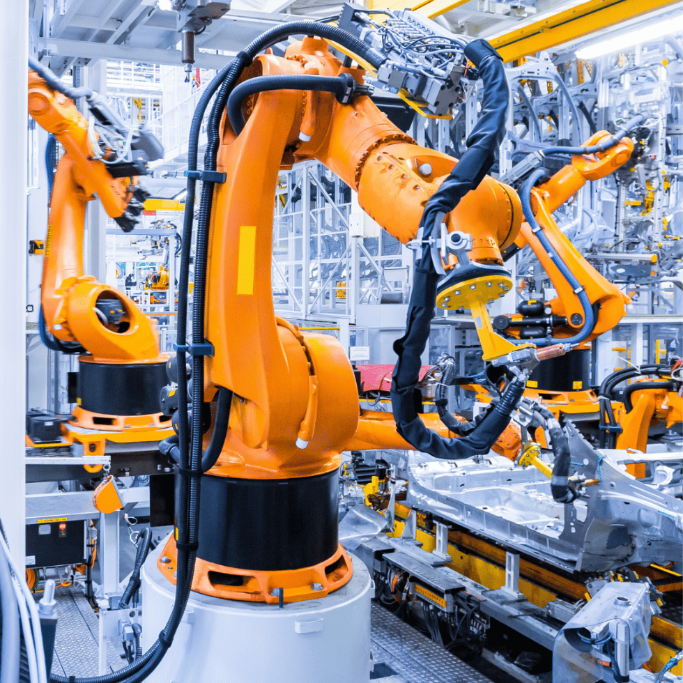 Industrial robot on manufacturing production line